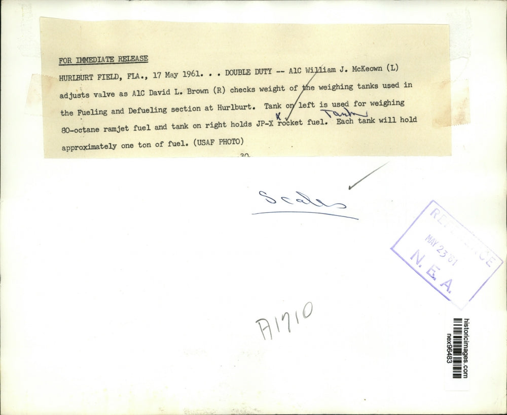 1961 Press Photo A1C William McKeown & A1C David Brown of Hurlburt Field Florida