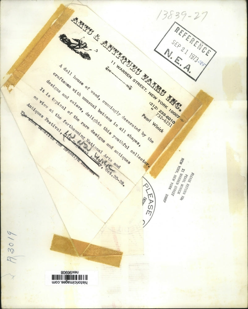 1973 Press Photo Doll House of Wood Decorated with Buttons at Antique Festival