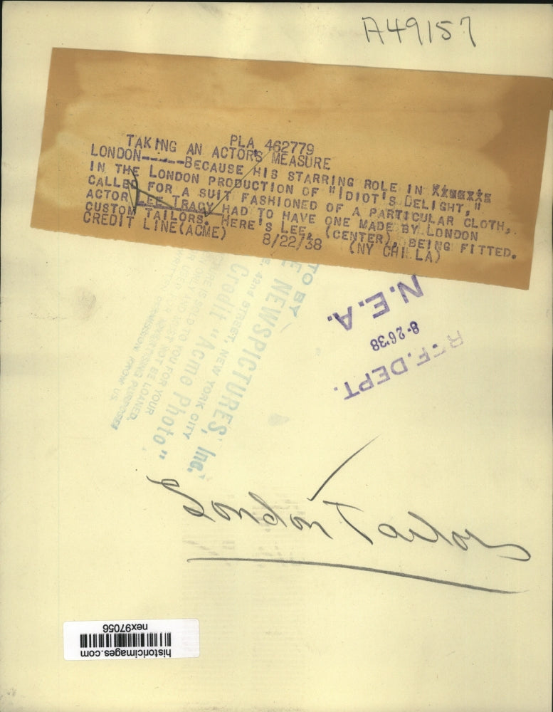 1938 Press Photo Actor Lee Tracy in Idiot's Delight London Production