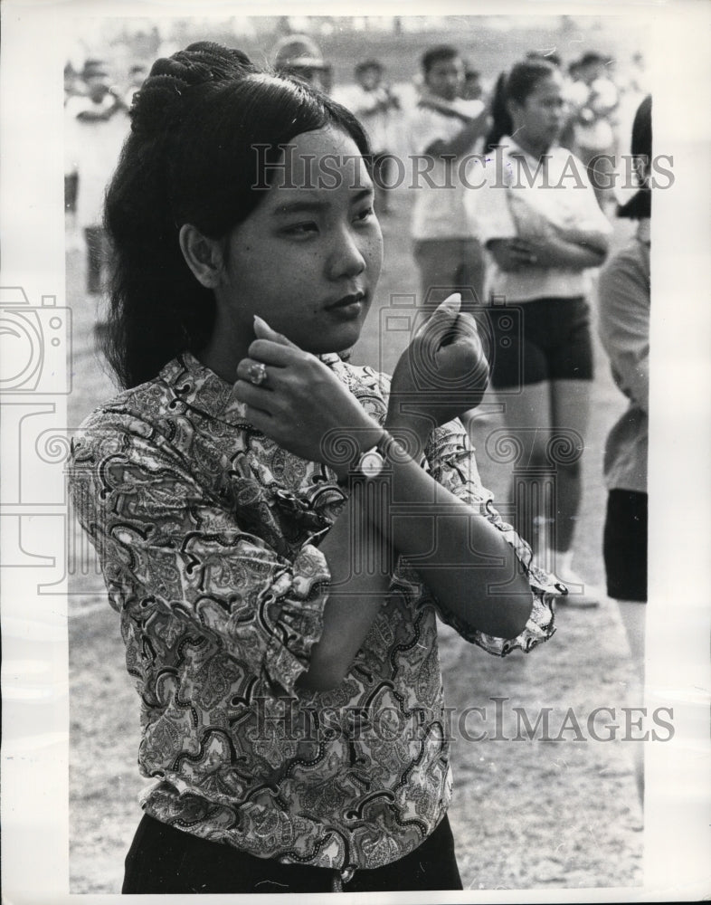 1969 Press Photo High School Student does Calisthenics for Gymnastics Vientiane