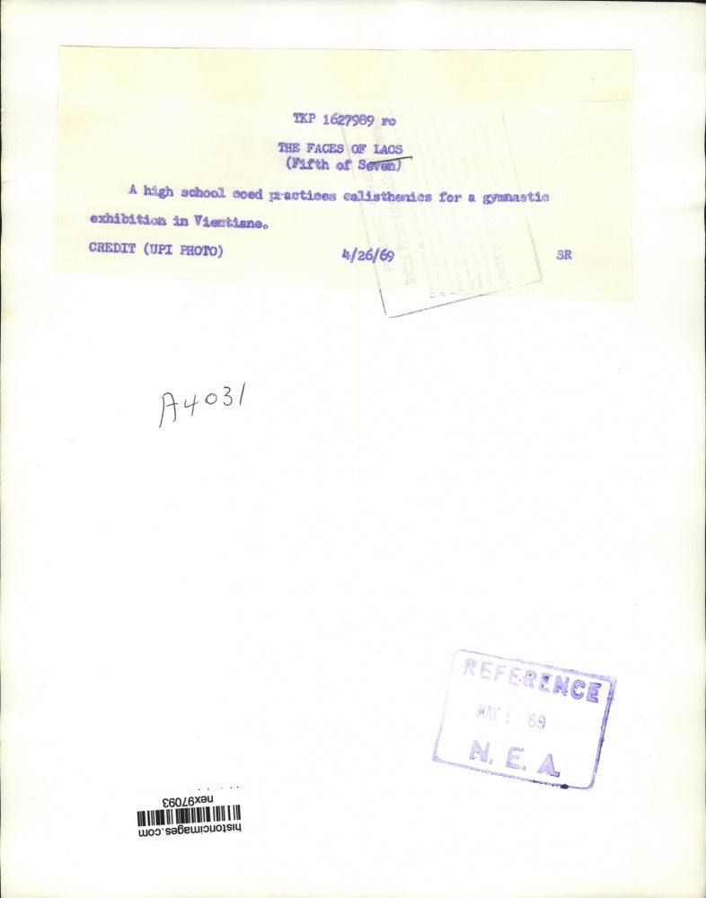 1969 Press Photo High School Student does Calisthenics for Gymnastics Vientiane