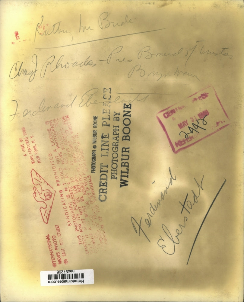 1949 Press Photo Charles Rhoads President Brand of Trust & Ferdinand Eberstadt