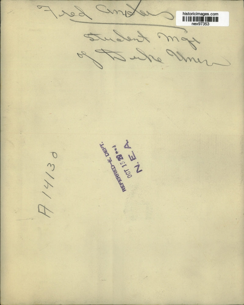 1929 Press Photo Fred Anders Student Manager of Duke University - nex97353