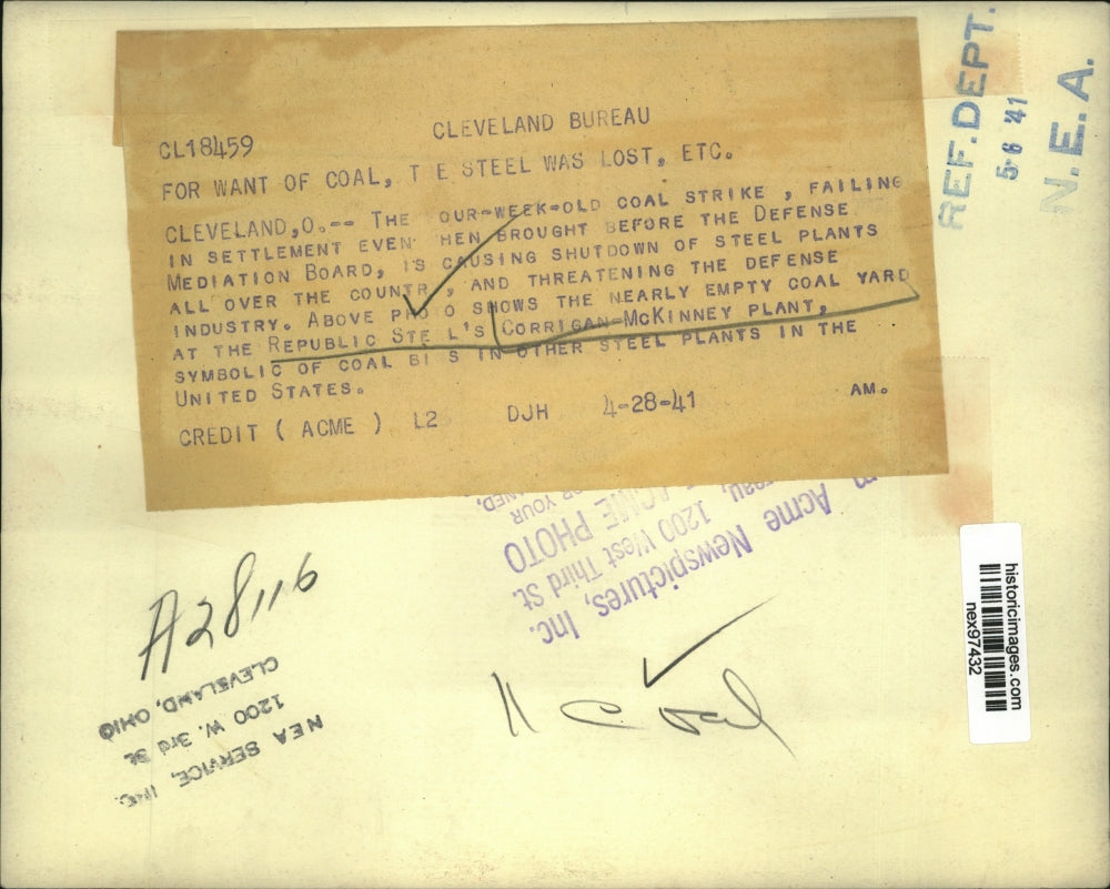 1941 Press Photo Republic Steel Corrigan McKinney Plant Cleveland Ohio in Strike