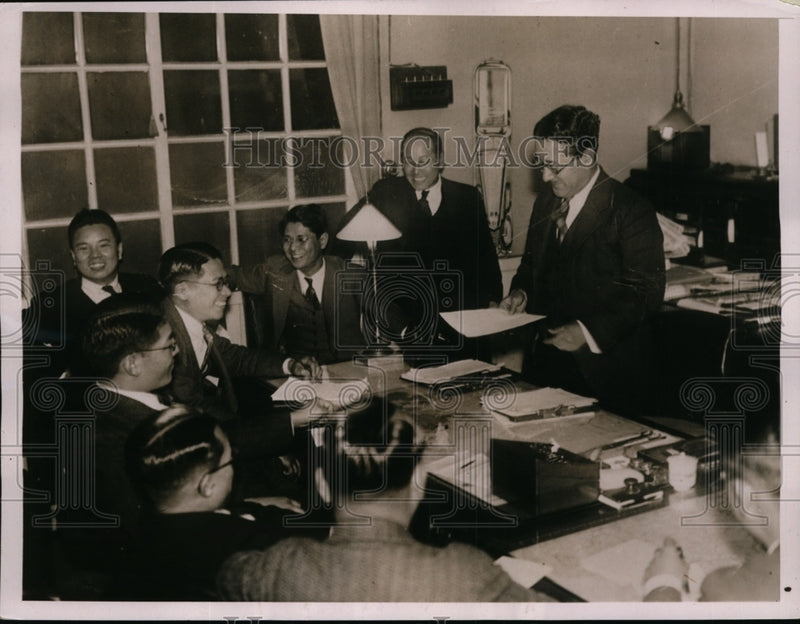 Load image into Gallery viewer, 1936 Press Photo Members of Nazi-Tokyo Anti-Communist Pact Chief Eiji Amau

