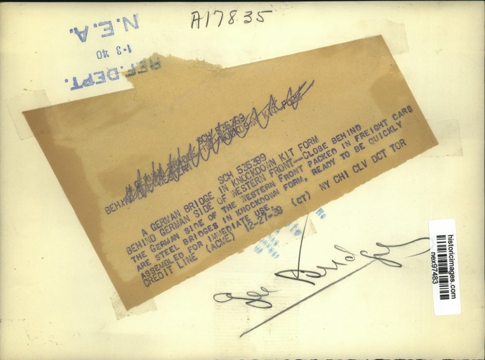 1939 Press Photo German Side of Western Front Packed in Freight Cars for Bridges