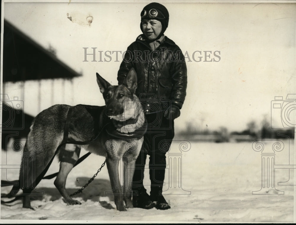 1932 Press Photo Teddy Turgeon Age 9 Ottawa Dog Driver & Police Dog Don