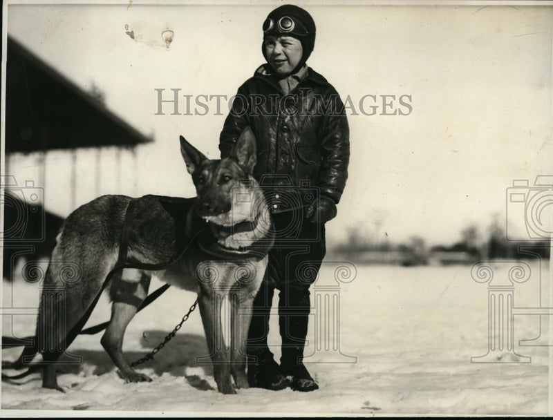 Load image into Gallery viewer, 1932 Press Photo Teddy Turgeon Age 9 Ottawa Dog Driver &amp; Police Dog Don
