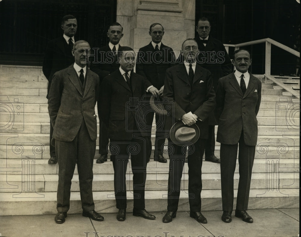 1923 Press Photo Bureau of Education Conference E Bogart H C Kidd Dr G Swiggett