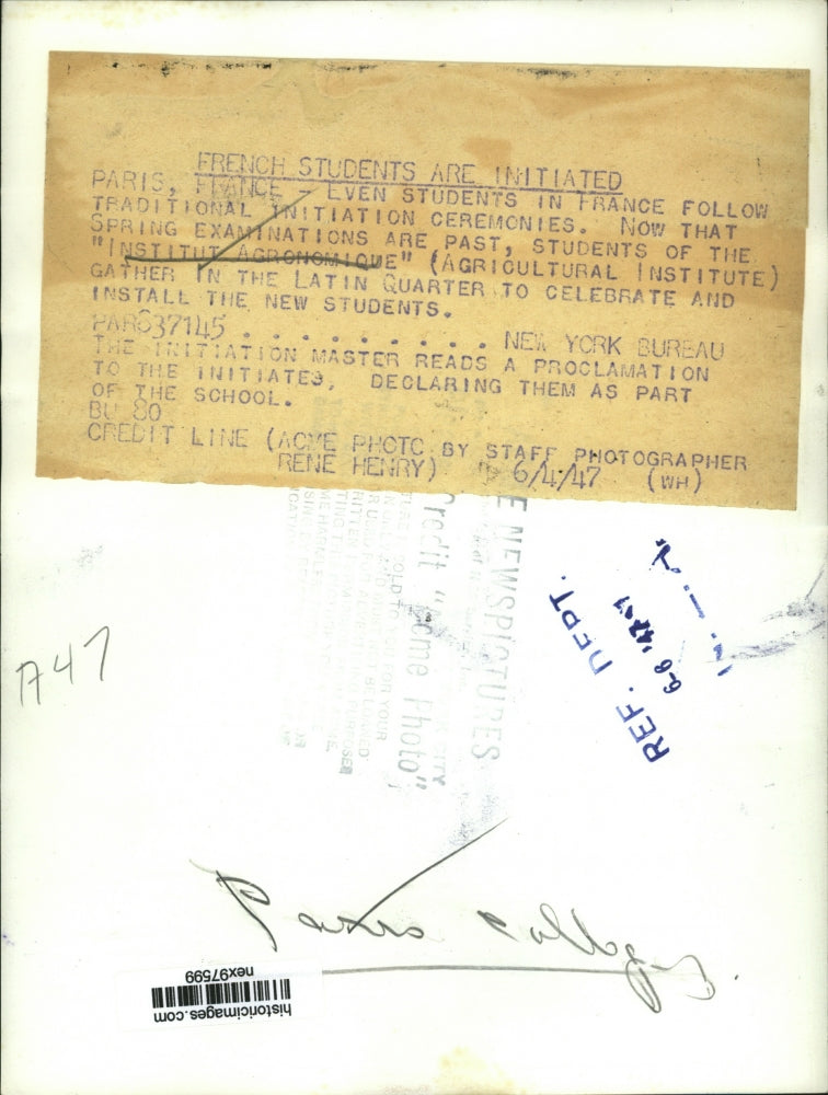 1947 Press Photo French Students of Institute Agronomique Agricultural School