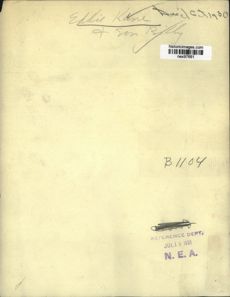 1921 Press Photo Eddie Kane & Son Billy - nex97681