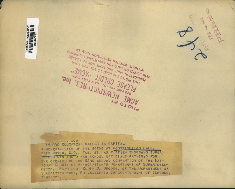 1932 Press Photo Constitution Hall Washington DC 15000 School Officials Gather