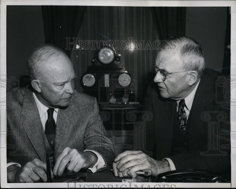 Load image into Gallery viewer, 1956 Press Photo President Eisenhower &amp; Secretary of State John Foster Dulles
