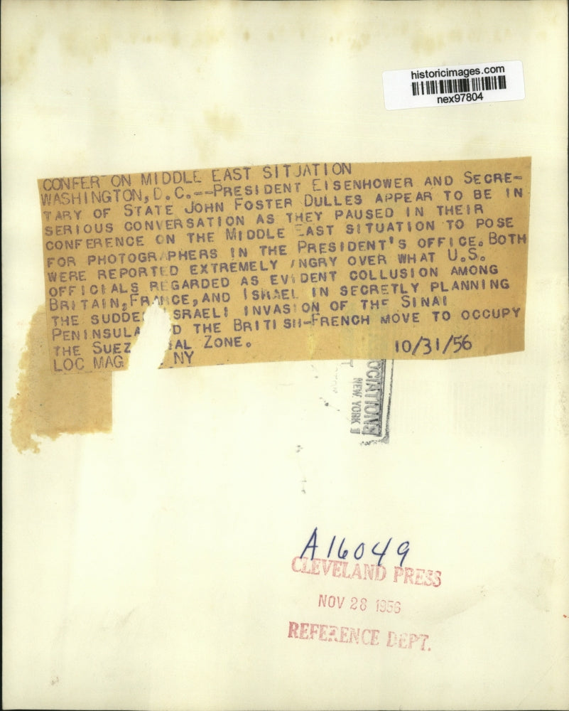 1956 Press Photo President Eisenhower & Secretary of State John Foster Dulles