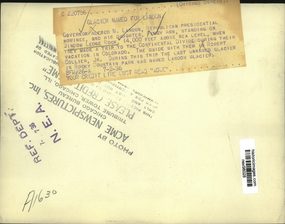 1936 Press Photo Governor Alfred Landon Presidential Nominee & Daughter