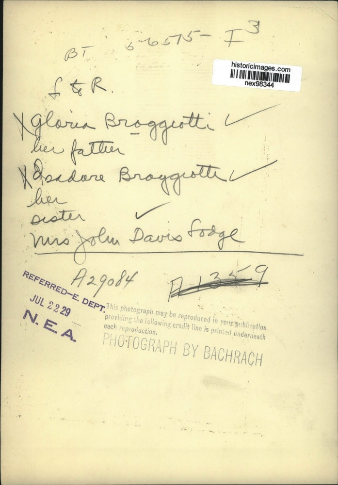 1929 Press Photo Gloria Braggeotti, father & Isadore & sister Mrs JD Dodge