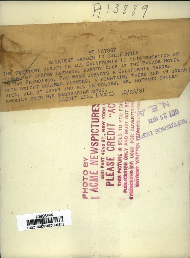 1931 Press Photo George Hofmann pastry chef & creation at California show