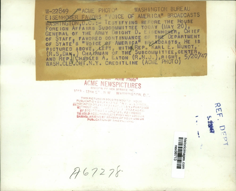 1947 Press Photo General Army Dwight Eisenhower Chief of Staff Radio Broadcast