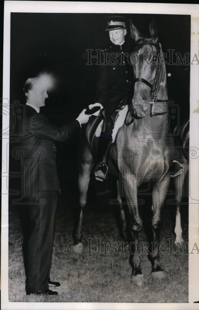 1956 Press Photo Duke of Edinburgh,Lt Col Frank Weldon International Horse show