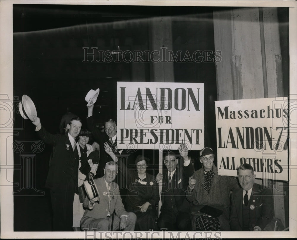 1936 Press Photo Massachusetts Delegates at Republican National Convention