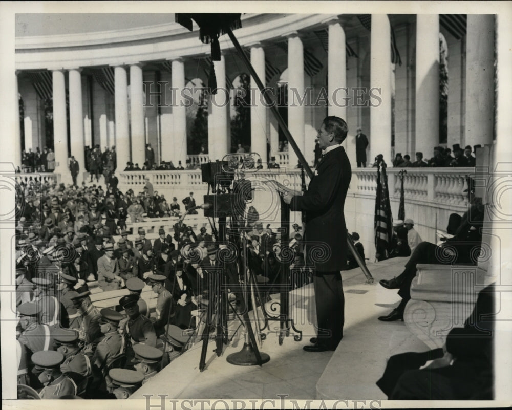 1932 Press Photo Secretary of War Patrick Hurley at Armistice Day ceremony in DC