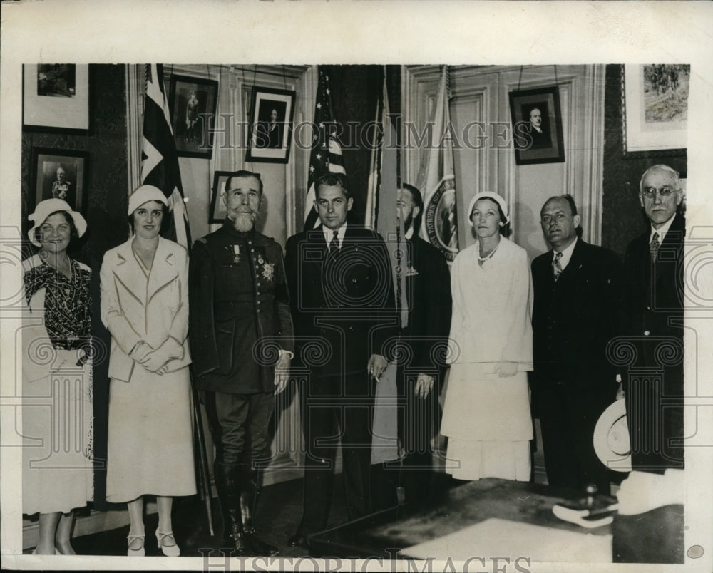 1932 Press Photo Henry L Stevens American Legion Mrs G Brandeis General Gouraud