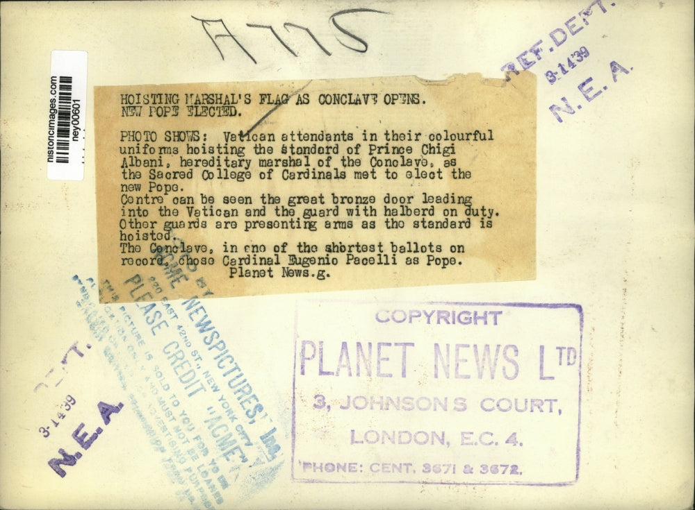 1939 Press Photo The Conclave One of Shortest Ballots Chose Cardinal Pacelli