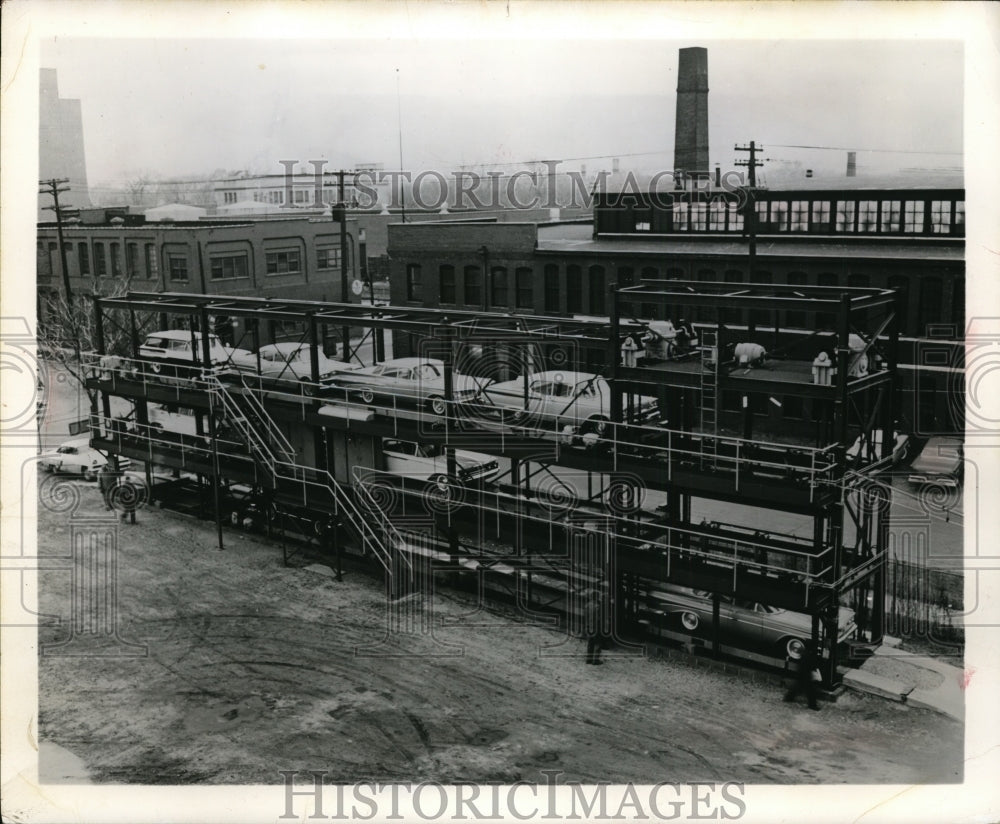 1960 Press Photo Construction of Tri Level Parking Facility by Taylor and Gaskin