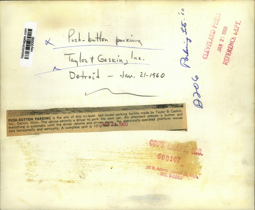 1960 Press Photo Construction of Tri Level Parking Facility by Taylor and Gaskin