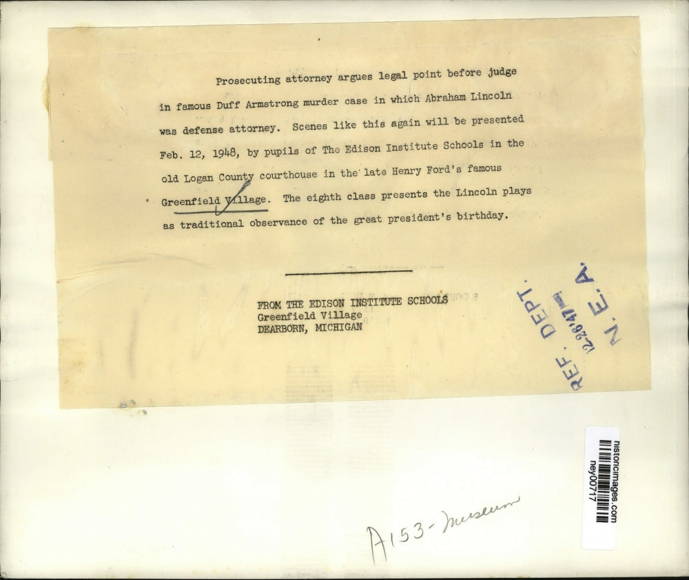 1947 Press Photo Prosecuting Attorney Argues Point in Duff Armstrong Murder Tria