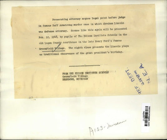 1947 Press Photo Prosecuting Attorney Argues Point in Duff Armstrong Murder Tria
