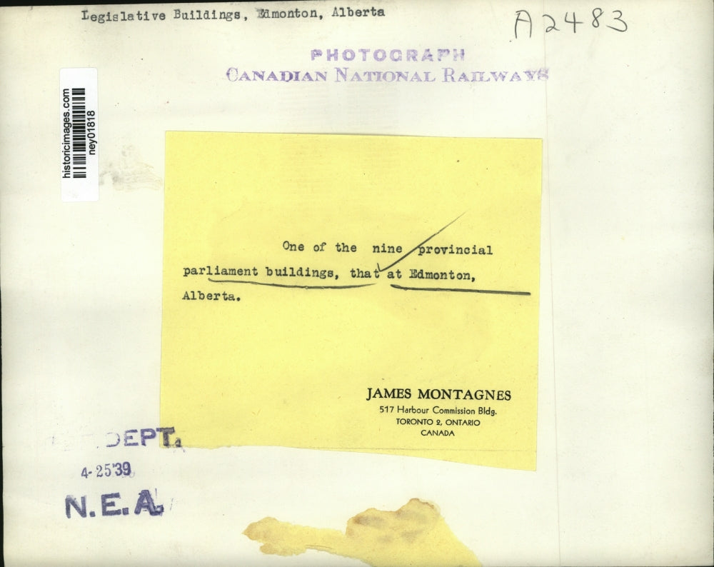 1939 Press Photo 1 of 9 Provincial Parliament Buildings Edmonton Alberta