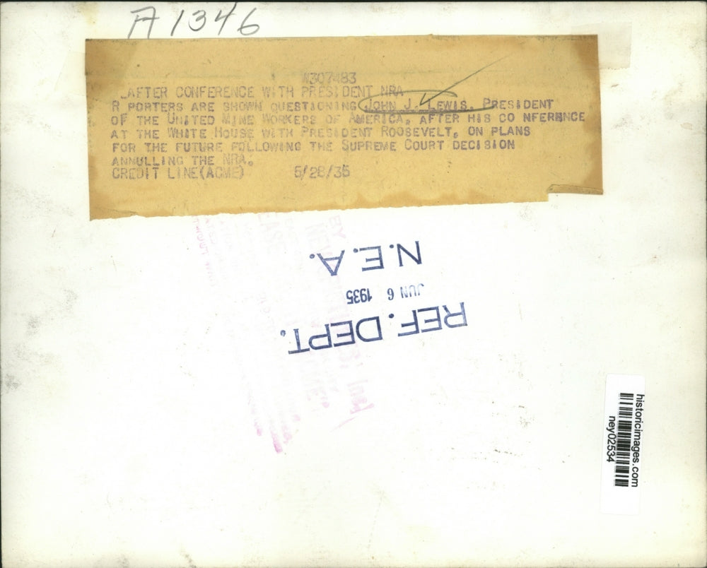 1935 Press Photo John J Lewis President of United Mine Workers of America