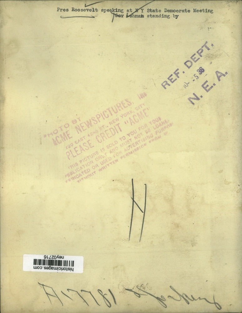 1936 Press Photo President Roosevelt New York State Democrats Governor Lehman