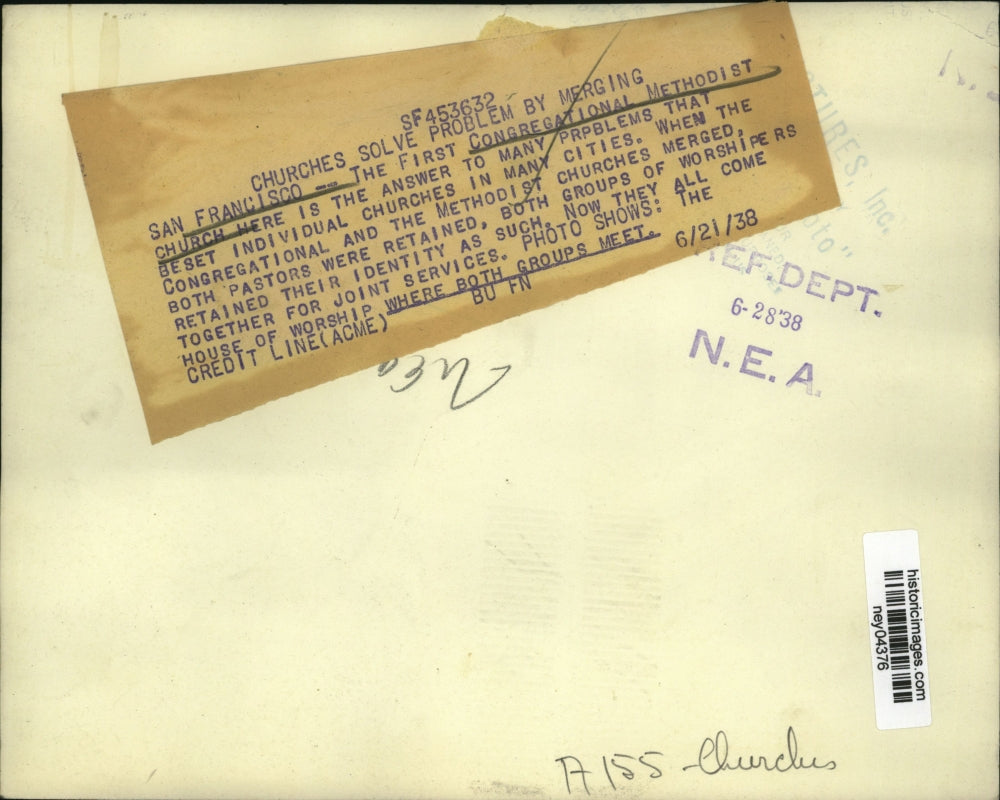 1938 Press Photo 1st Congregational Methodist Church After Merger in San Franci