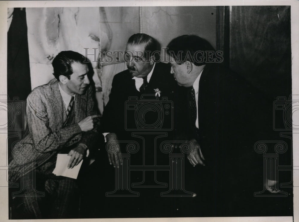 1938 Press Photo V Toledano L Jouhaux John Lewis International Labor Conference