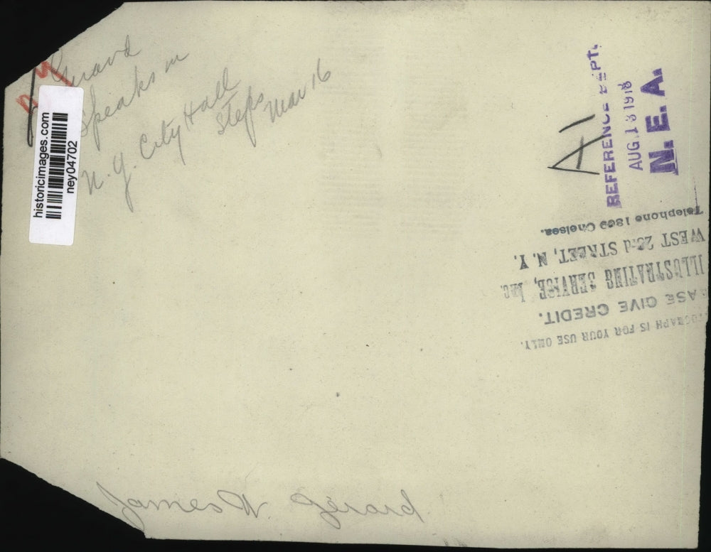 1918 Press Photo Lawyer and Diplomat James W Gerard Speaks at New York City Hall