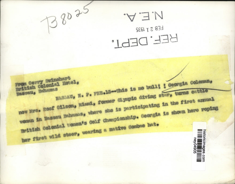 1935 Press Photo Mrs Roof Gilson in Nassau to participate in British Golf Champ