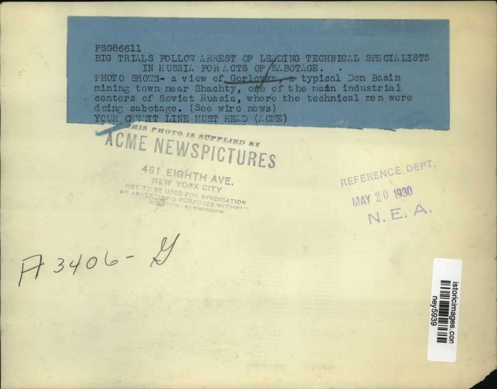 1930 Press Photo Russia Trials follow arrest of tech specialists for sabotage