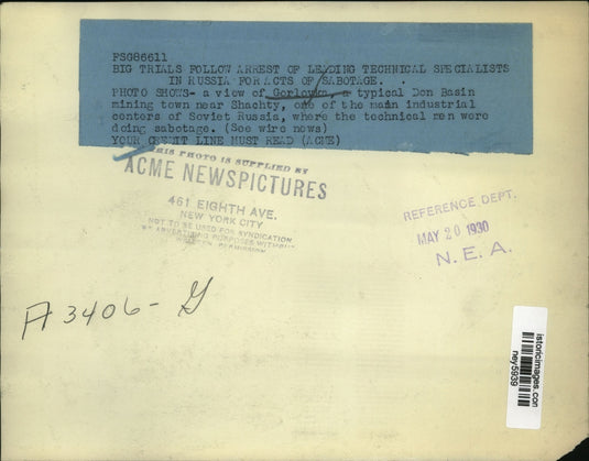 1930 Press Photo Russia Trials follow arrest of tech specialists for sabotage