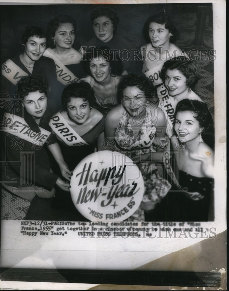 1932 Press Photo Ten Leading Candidates Of Miss France 1955 - ney08006