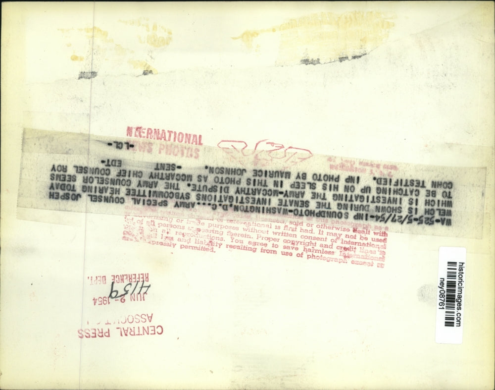 1954 Press Photo Army Special Counsel Joseph Welch, Senate subcommittee hearing