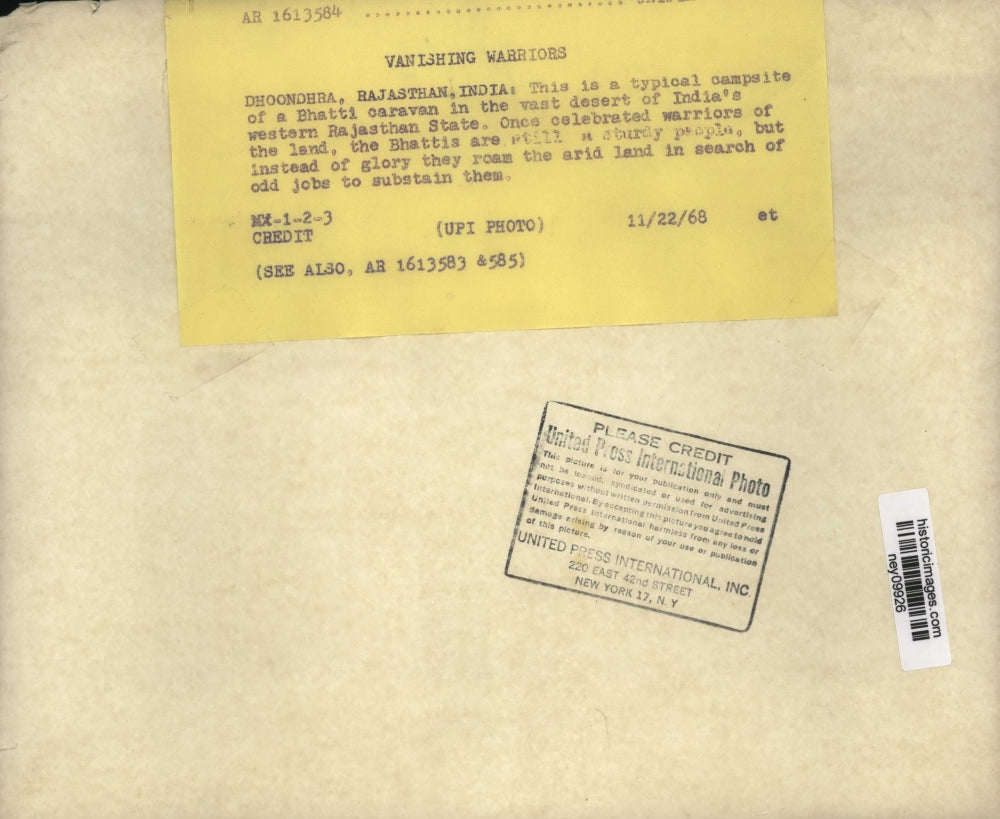 1968 Press Photo Campsite Of Bhatti Caravan In India - ney09926