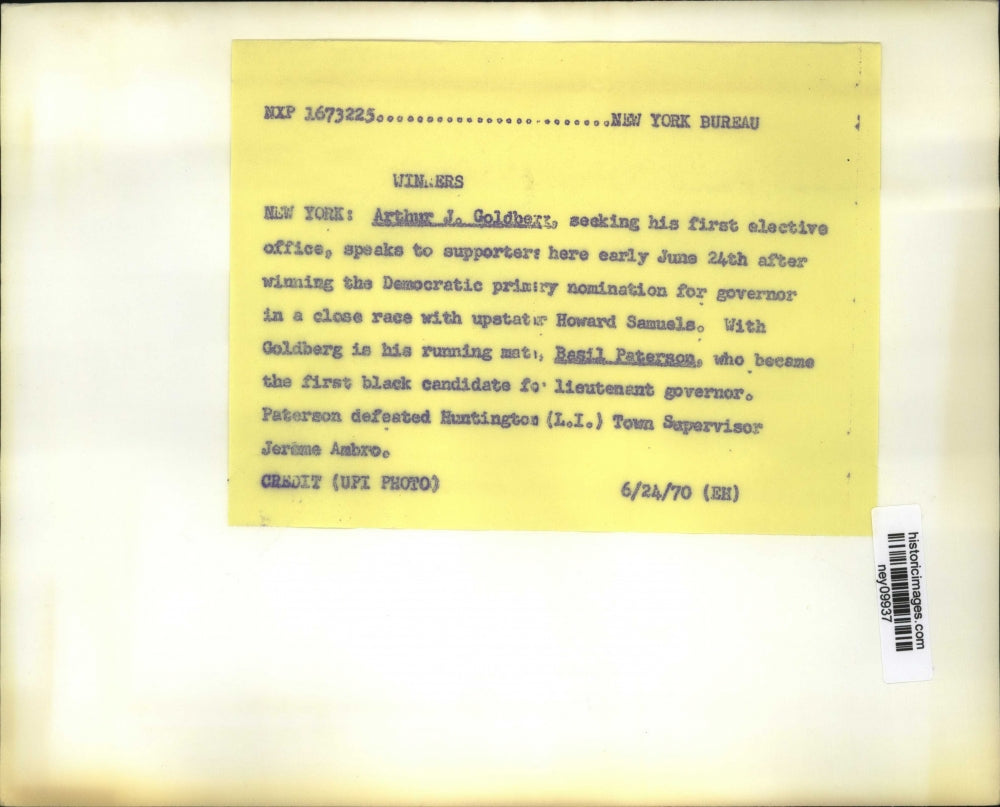 1970 Press Photo Arthur Goldberg Speaks to Supporters in New York - ney09937