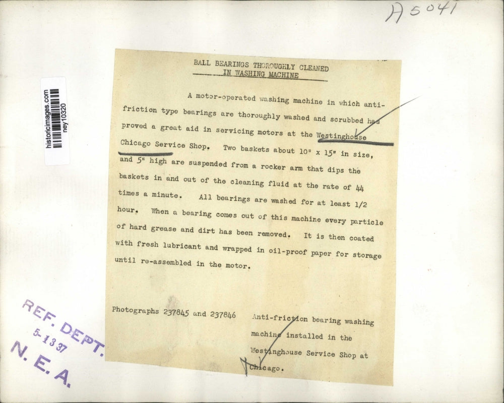 1937 Press Photo Westinghouse Chicago Service Shop Servicing Motors - ney10320