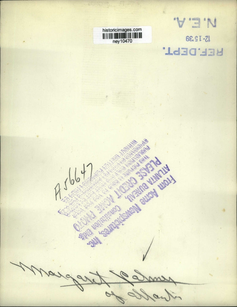 1938 Press Photo Margaret Palmer of Atlanta Georgia - ney10470