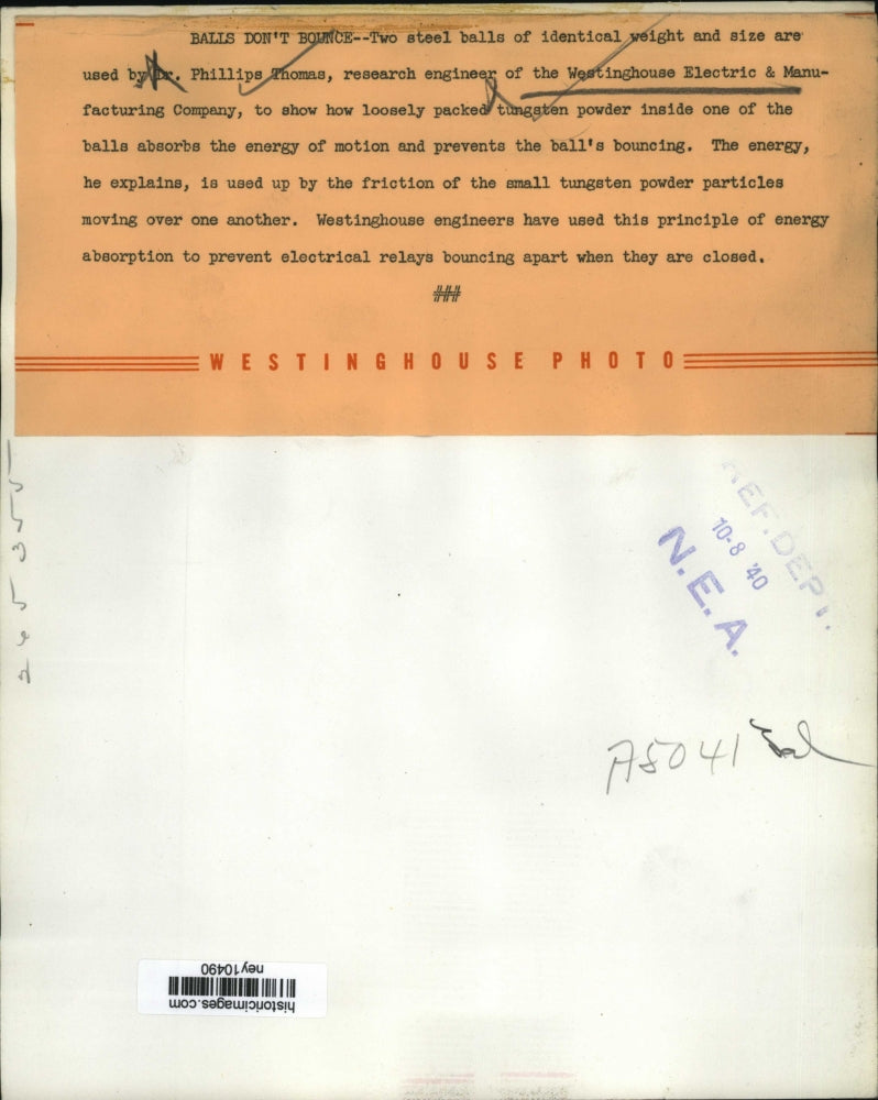 1940 Press Photo Research Engineer Dr. Phillips Thomas - ney10490