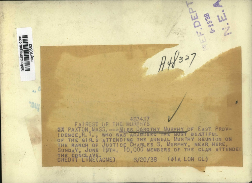 1938 Press Photo Dorothy Murphy of Providence RI at Murphy Reunion - ney10883