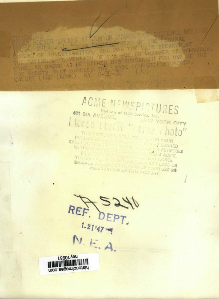 1939 Press Photo Edgar Hoover Speaks At Junior Chamber Of Commerce Meeting