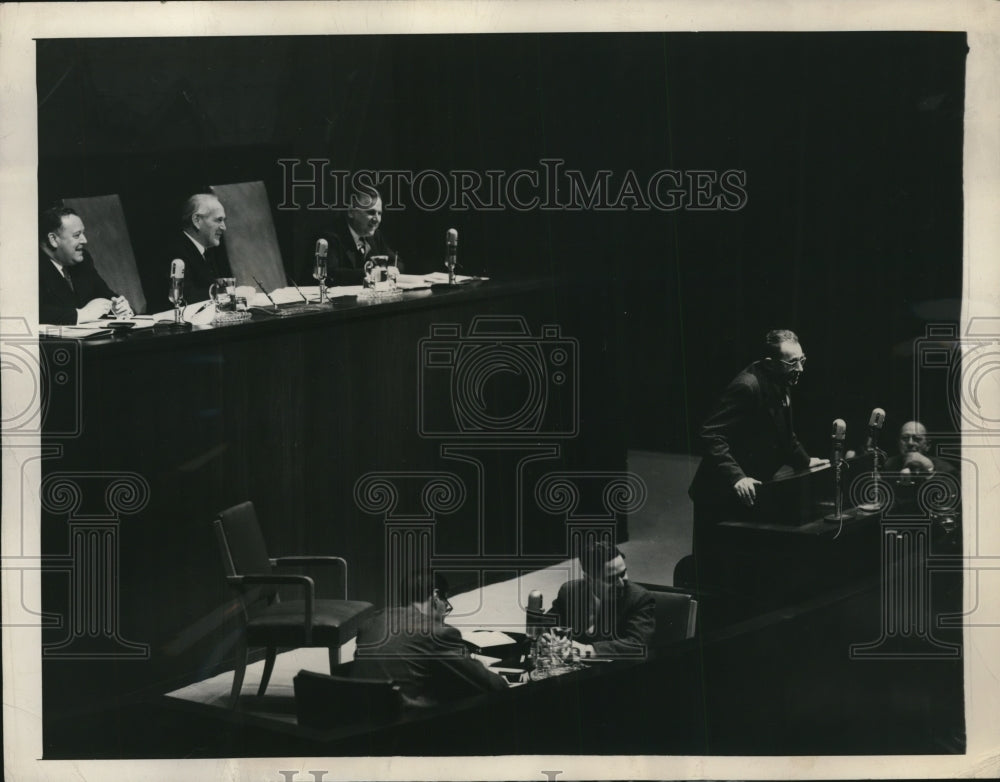 1947 Press Photo Herman Erikkson of Sweden Chairman Trusteeship Committee at UN- Historic Images